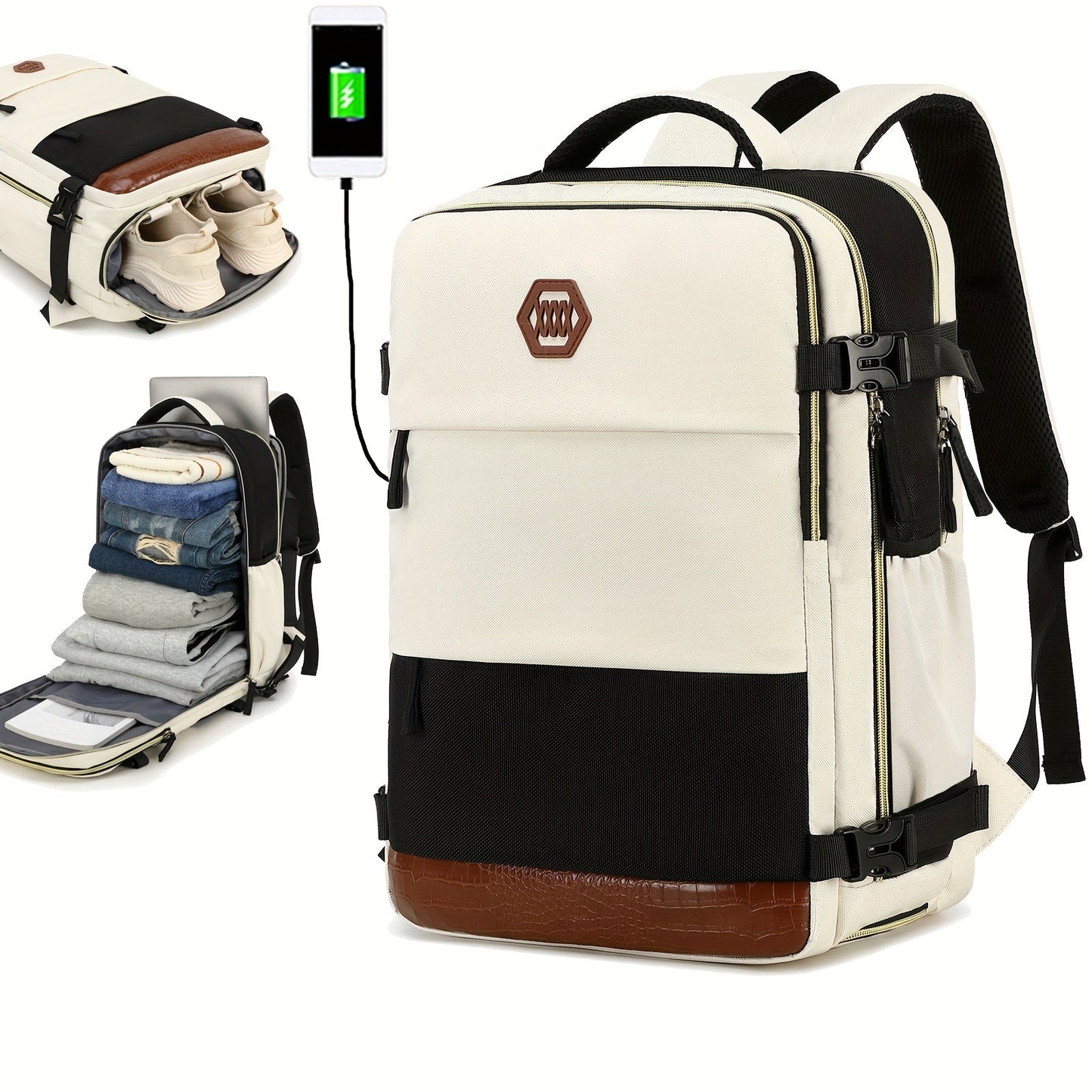 Large Capacity Travel Backpack with Shoe Compartment