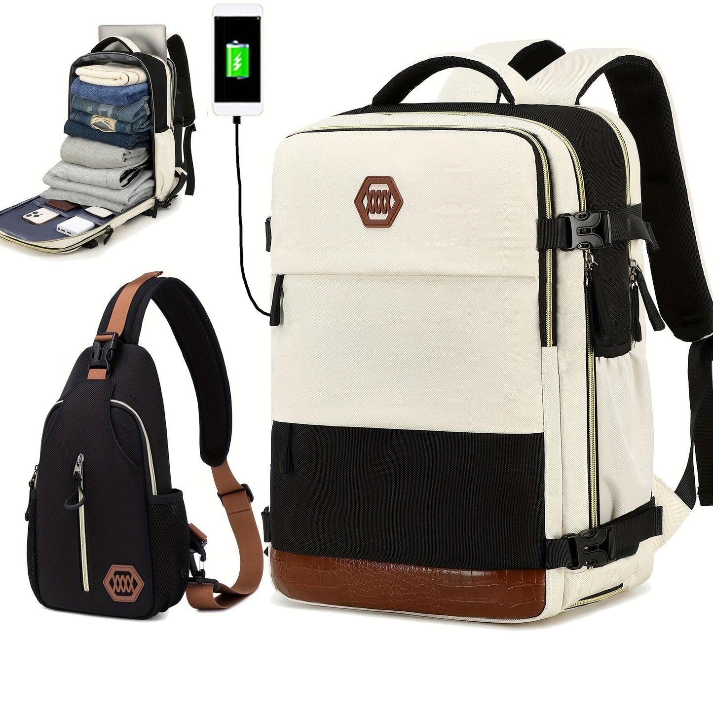 Large Capacity Travel Backpack with Shoe Compartment